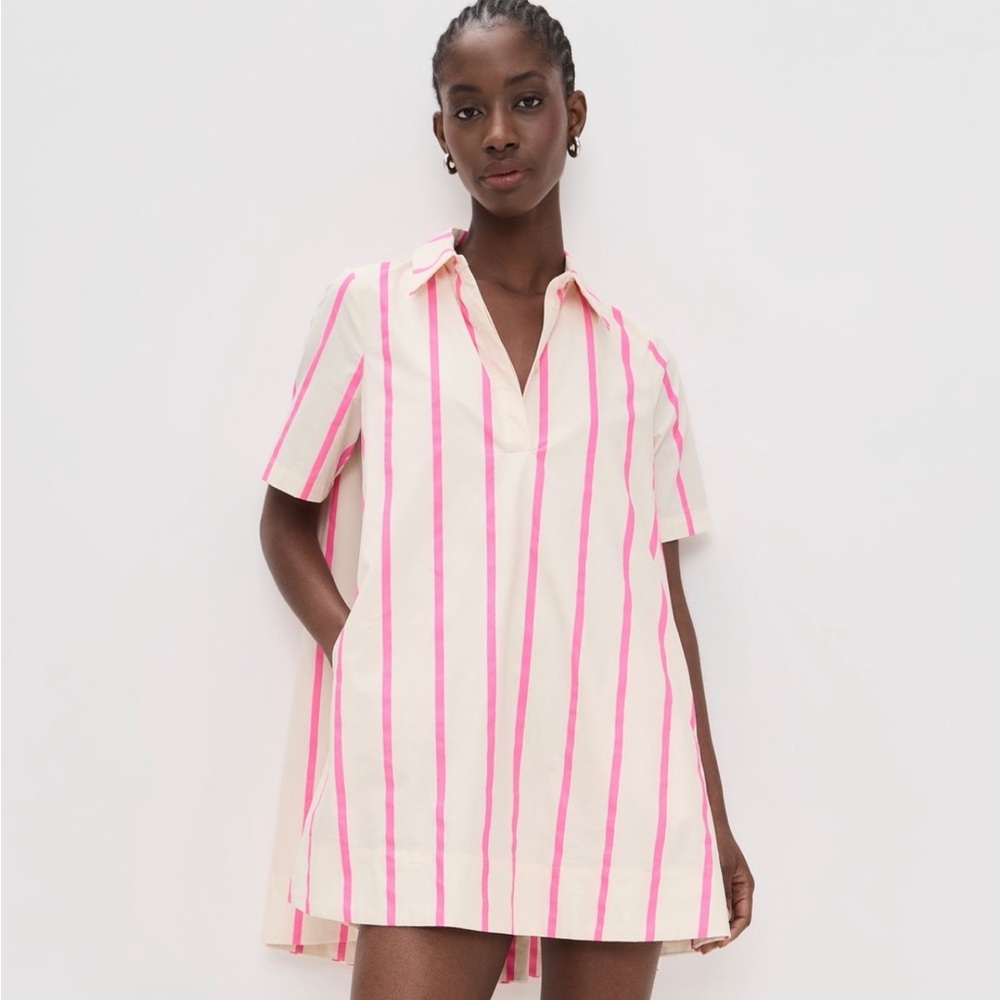 NWT English Factory Woman’s Button Down Shirt with Pink and Cream Stripes - Picture 7 of 8